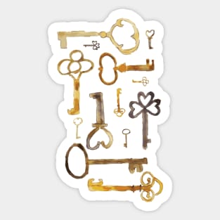 Vintage Keys Collection Illustration - Antique Key Design Sticker